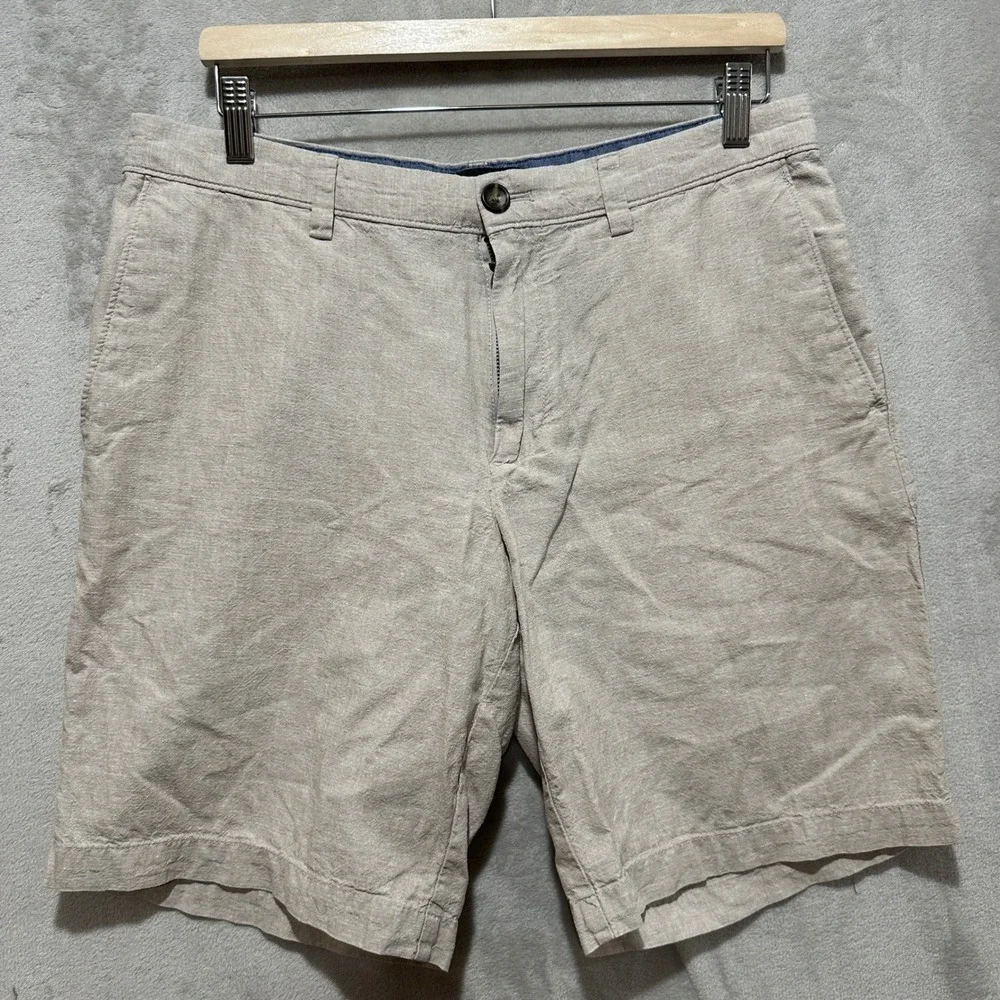 Banana Republic Aiden Short Mens 32 Light Brown Linen Cotton Blend Summer Shorts